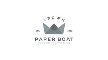 W letter paper boat logo design vector illustration