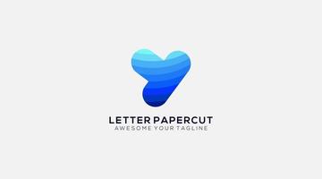 Papercut Y Letter logo, Minimal Logo design vector template