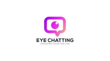 The eye chat logo design template. vector