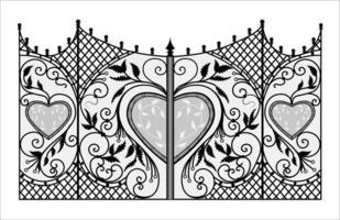 gate sketch, forged metal elements. Artistic forging. vector