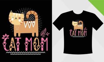 archivo eps de plantilla de diseño de camiseta de gato para catvector vector