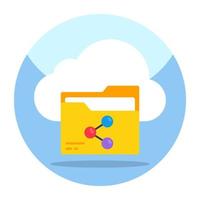 Flat design icon of share cloud folder vector