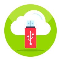 Editable design icon of cloud usb vector