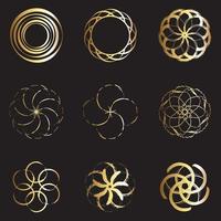 Collection of round abstract logos. Gold abstract icon vector