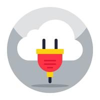 Flat design icon of cloud plug vector