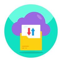 Conceptual flat design icon of cloud folder transfer vector