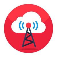 Flat design icon of cloud antenna vector