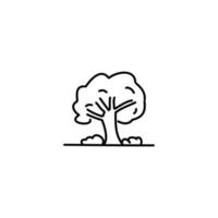Hand drawn Oak tree icon, simple doodle icon vector