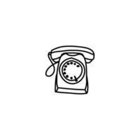 icono de teléfono vintage dibujado a mano, icono de garabato simple vector