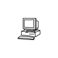 Hand drawn Vintage Computer icon, simple doodle icon vector