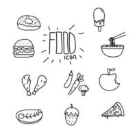 icono de comida dibujado a mano, conjunto de iconos de garabato simple vector