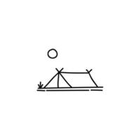 Hand drawn Camp tent icon, simple doodle icon vector