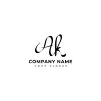 diseño de vector de logotipo de firma inicial ak