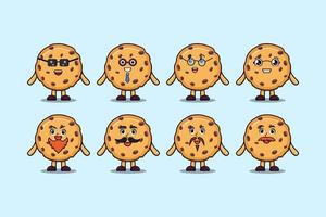 Set kawaii Biscuits cartoon different expressions vector