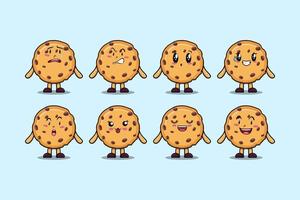 Establecer galletas kawaii cartoon diferentes expresiones vector