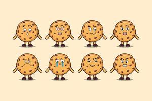 Set kawaii Biscuits cartoon different expressions vector