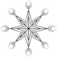 Outline drawing of a snowflake on a transparent background in a minimalist style. Line art. Isolate vector