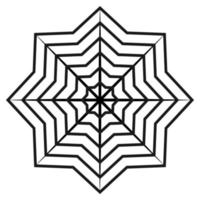 Openwork contour drawing of an abstract snowflake in a minimalist style. Line art. Isolate vector