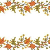 Up and down frame border from autumn plants in trendy light hues. Copyspace. Template for lettering vector