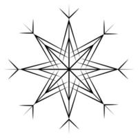 Outline drawing of a snowflake on a transparent background in a minimalist style. Line art. Isolate vector