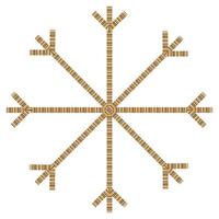 Abstract snowflake made by multicolored straight patterned lines in trendy shades. Icon. Isolate vector