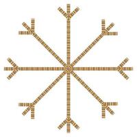 Abstract snowflake made by multicolored straight patterned lines in trendy shades. Icon. Isolate vector