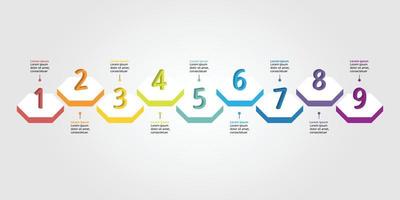 timeline with number template for infographic presentation template with 9 element for banner vector