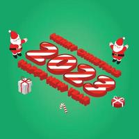 isometric 2023 and Christmas banner template promotion for advertising with santa vector