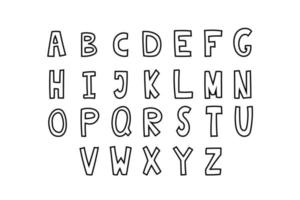 Modern bold font. Hand drawn vector illustration. Vintage set on white backdrop.