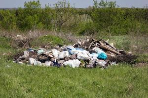 LUGANSK, UKRAINE - 04 April 2019. Garbage dump, environmental pollution photo