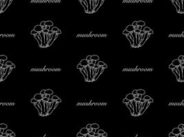 Mushroom cartoon character seamless pattern on black background vector