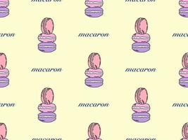 Macaron cartoon character seamless pattern on yellow background vector