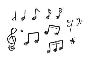 set hand drawn icons such as eight note rest, half note, beam, thirty second note, flat,music and media outline thin icons collection. vector