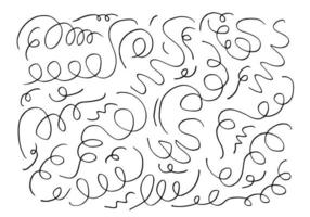 Hand drawn vector sketchy Doodle cartoon set of curls and swirls decorative elements for concept design