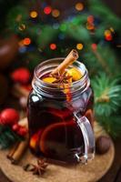 Christmas mulled wine and spices. Christmas background. photo