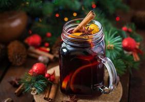 Christmas mulled wine and spices. Christmas background. photo