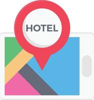 Ilustración de vector de ubicación de hotel en un fondo. Símbolos de calidad premium. Iconos vectoriales para concepto y diseño gráfico.