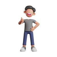 3d man character with thumbs up gesture photo