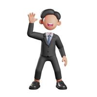 3d businessman with waving hand pose photo