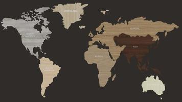 Ilustración de renderizado 3d textura de madera del mapa mundial para futuras finanzas comerciales de tecnología y productos premium foto