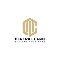 logotipo de letra inicial abstracta cl o lc en color dorado aislado en fondo blanco aplicado para el logotipo de servicios inmobiliarios también adecuado para las marcas o empresas que tienen el nombre inicial lc o cl. vector