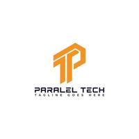 Abstract initial letter PT or TP logo in orange color isolated in white background applied for software company logo also suitable for the brands or companies have initial name TP or PT. vector