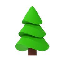 Green spruce, pine and Christmas tree icon. Holiday and camping object element isolated on white background. 3d render vector illustration