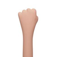 3d cartoon raised clenched human hand fist gesture. Demonstration, revolution, fight or protest symbol isolated on white background. Strength icon. Vector illustration