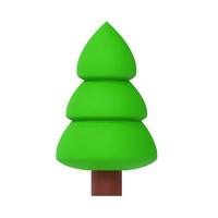 Green spruce, pine and Christmas tree icon. Holiday and camping object element isolated on white background. 3d render vector illustration