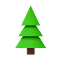 icono de abeto verde, pino y árbol de Navidad. elemento de objeto de vacaciones y camping aislado sobre fondo blanco. ilustración vectorial de procesamiento 3d vector