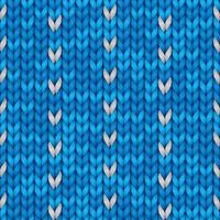 Knit christmas geometric ornament design with empty space for text. Xmas seamless pattern. Knitted winter blue color sweater texture. Vector illustration.