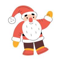 Cute Santa Claus greeting and waving hand vector