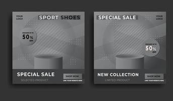 Sport shoes sale social media post vector