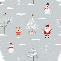 Winter holiday seamless pattern with Santa Claus and friends happy on winter night for Christmas or new year decorative vector